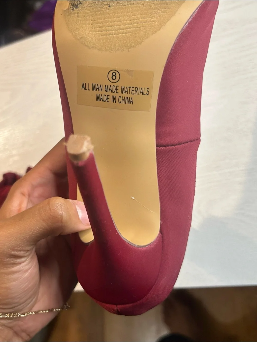 Wine Red Stretch Cutout Over-the-Knee High Heel Boots — Size 8 (Fits Like a 7)